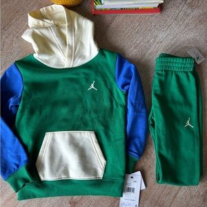 Jordan Green and Blue Hoodie and Joggers Set
